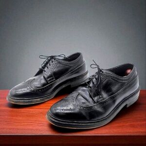 O'Sullivan Sz 9 Classic Wingtip Black Leather Men's Dress Shoes